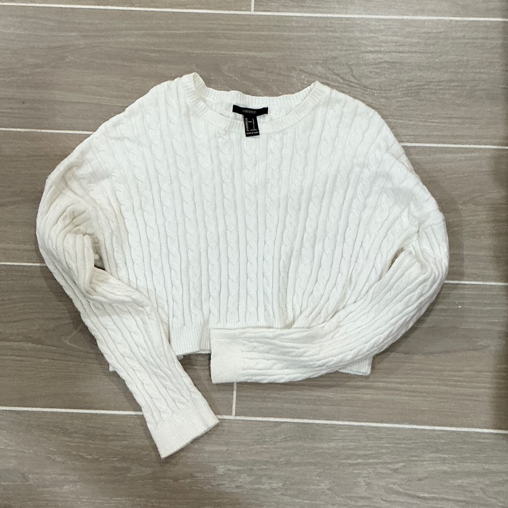 Forever 21 Cream Cable Knit Sweater